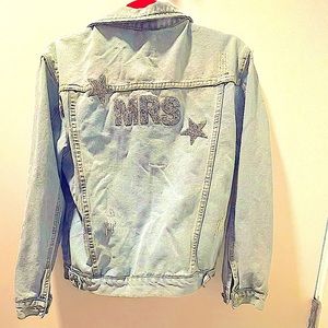 Mrs beaded bridal denim jacket.  Worn once at reception